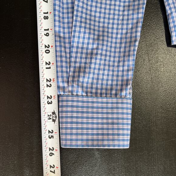 Peter Millar Shirt Mens XL Blue Check Crown Sport Button Down Silk Cotton - Picture 13 of 13